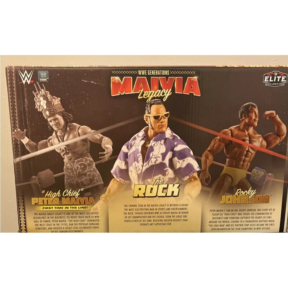 WWE Mattel Elite Rock, Rocky Johnson, Peter Maivia WWE Generations Legacy 3-Pack - Picture 5 of 5